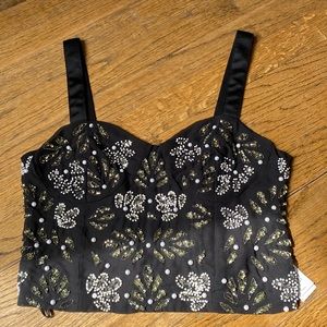 Black bustier beaded crop top